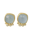 Cushion Cut Aquamarine Studs in 18k yellow gold