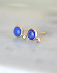 Chilean Lapis Stud Earrings in 14k