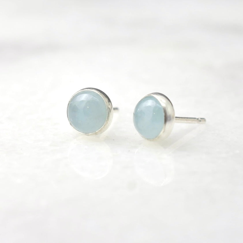 Silver Aquamarine outlet Stud Earrings