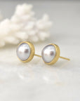 Twilight Grey Tahitian Pearl Stud Earrings