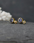Wyoming Iolite and Diamond Studs