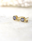 Wyoming Iolite and Diamond Studs