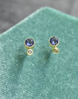 Wyoming Iolite and Diamond Studs