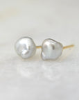 Mist Grey Tahitian Pearl Keshi Studs
