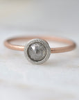 Salt and Pepper Rose Cut Diamond Ring in Rose Gold