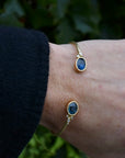 Teal Sapphire Cuff Bracelet in 18k gold