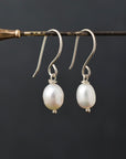 White Pearl Drop Earrings
