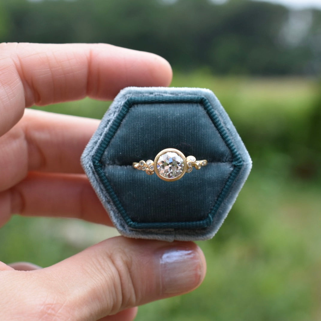 Salted Engagement Ring | Old Mine Cut Diamond