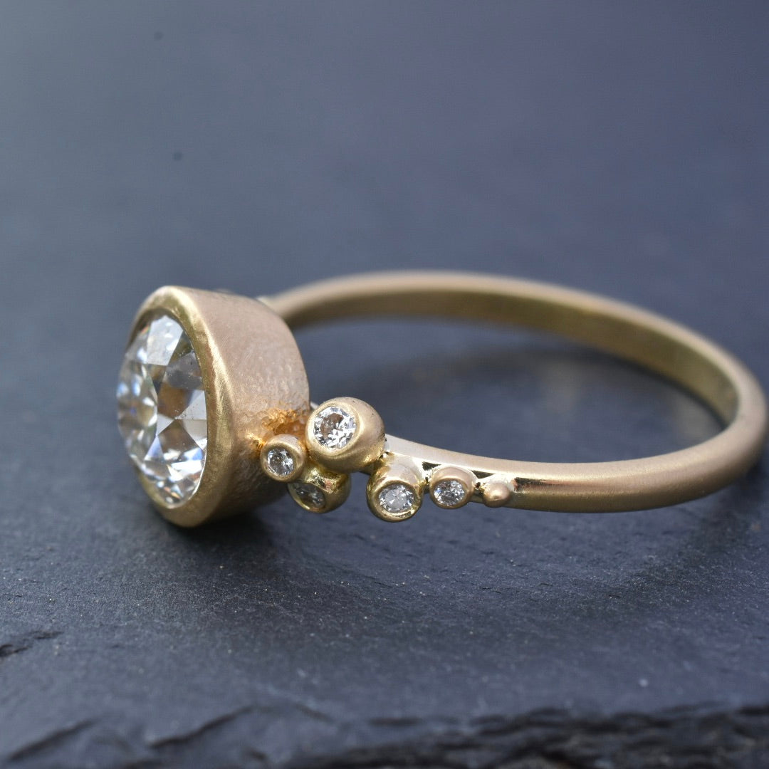 Salted Engagement Ring | Old Mine Cut Diamond