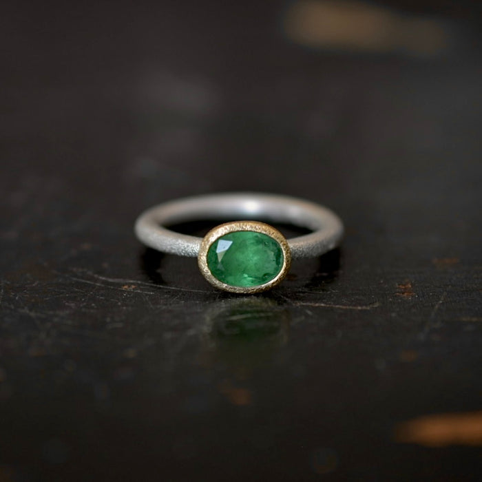 Rose Cut Emerald Ring