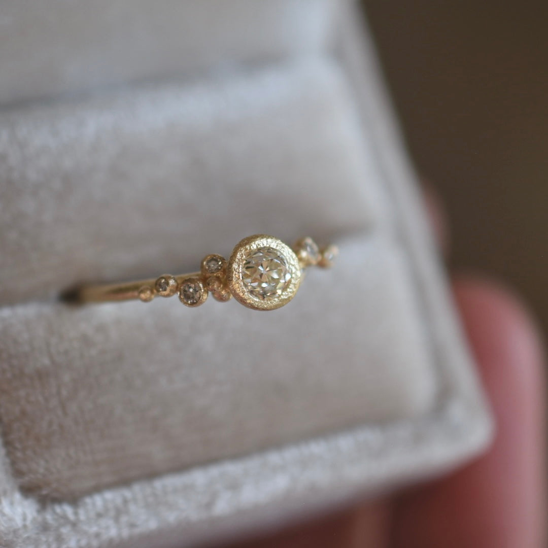 Old Mine Cut Diamond Salted Ring
