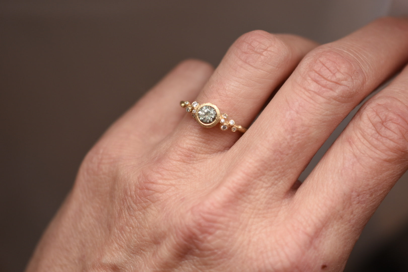 Sage Green Sapphire Salted Ring