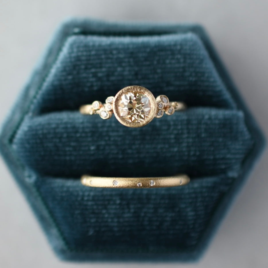 Old Mine Cut Diamond Salted Ring