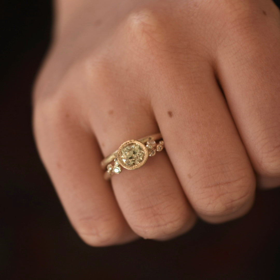 Old Mine Cut Diamond Salted Ring