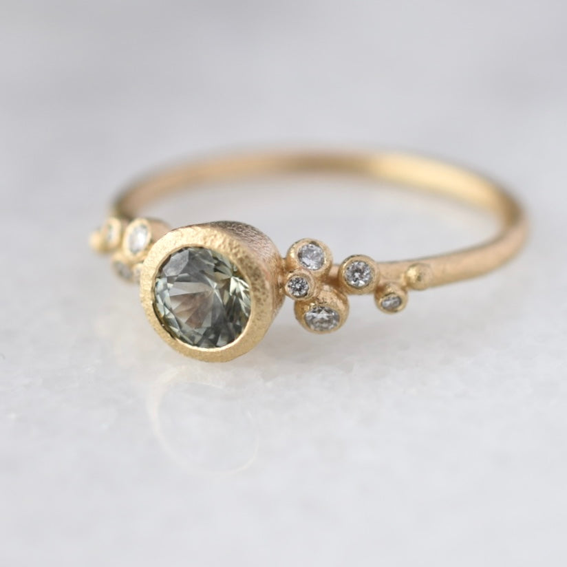 Sage Green Sapphire Salted Ring