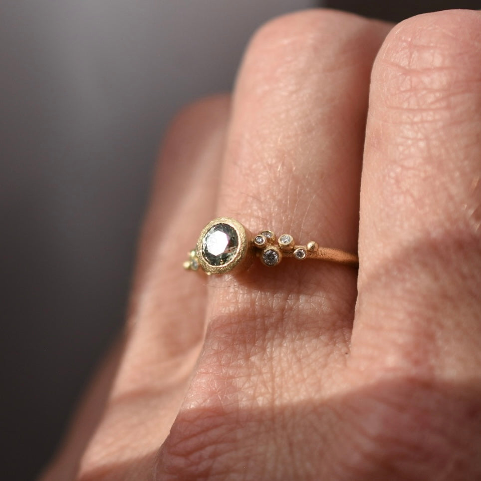 Sage Green Sapphire Salted Ring