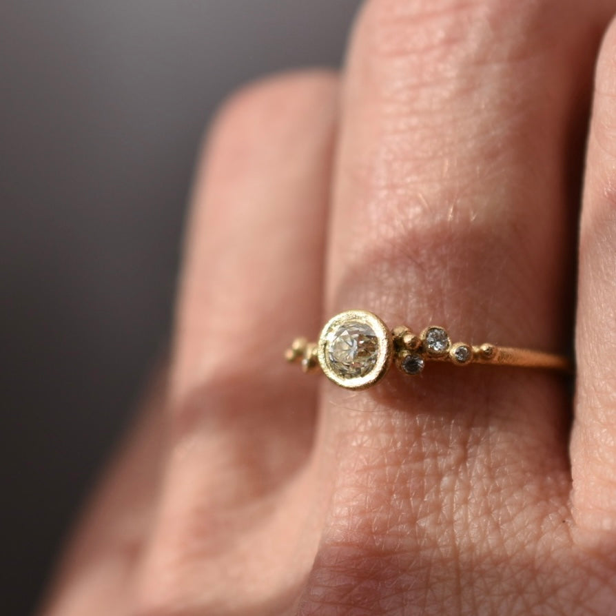 Old Mine Cut Diamond Salted Ring