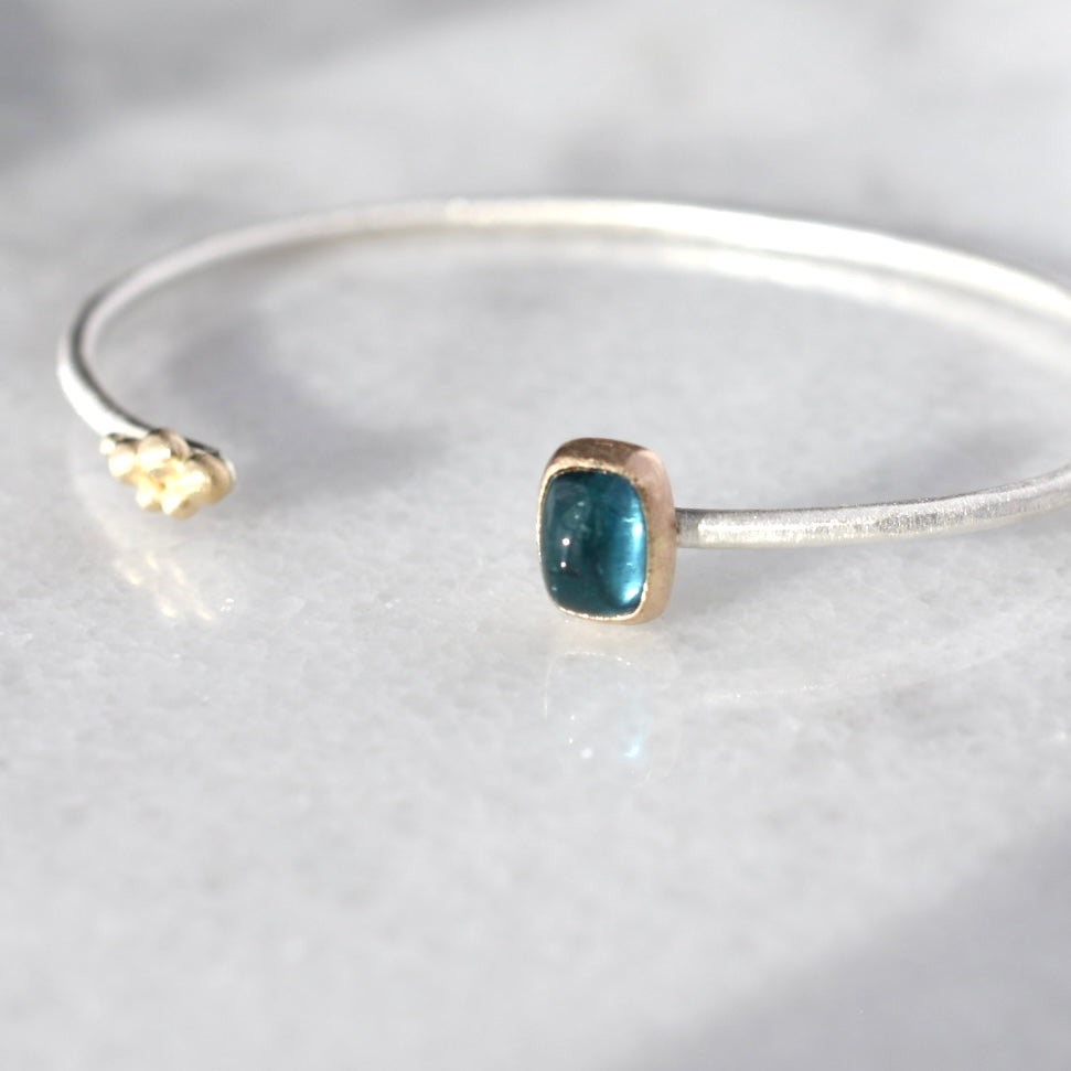 Teal Tourmaline Salted Cuff Bracelet