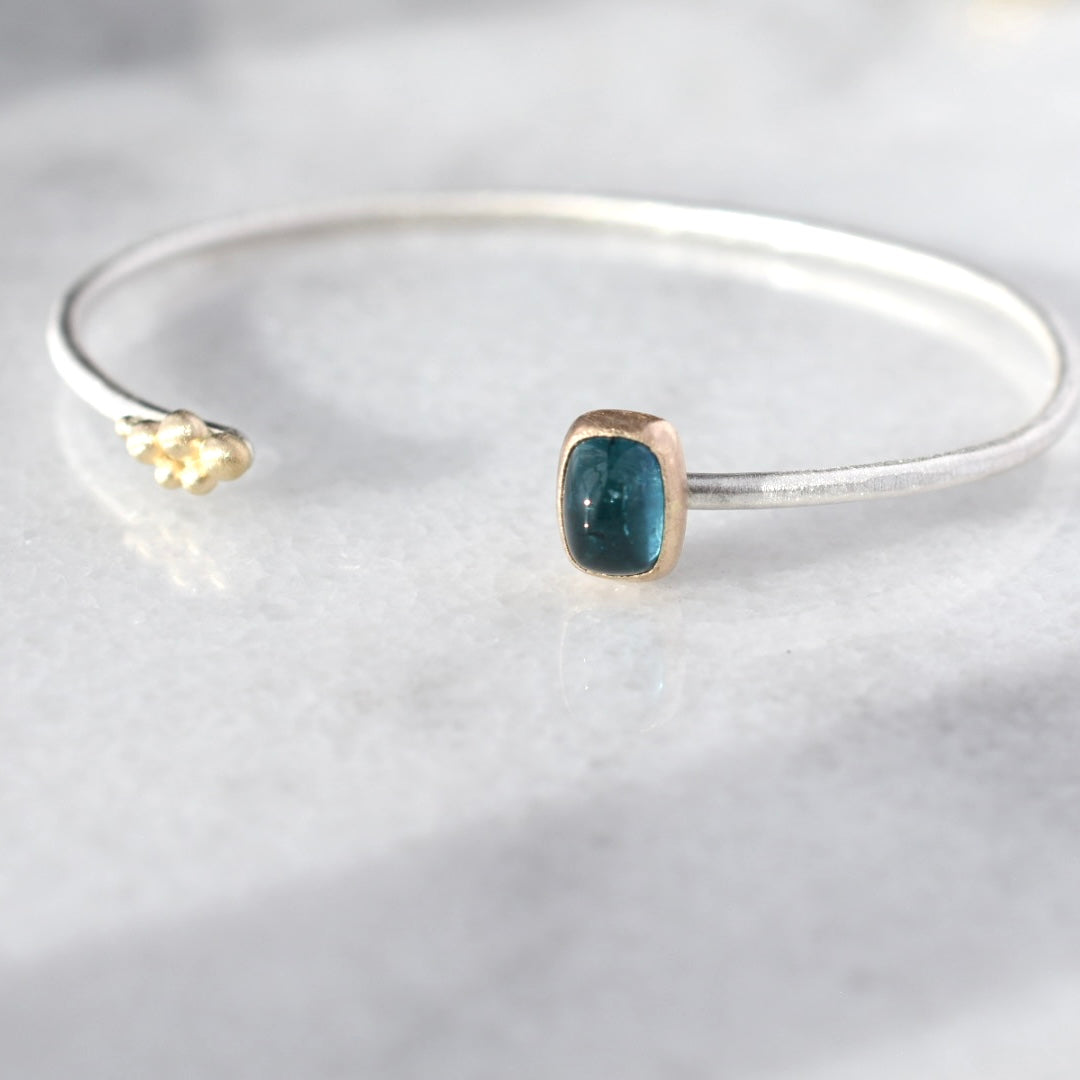 Teal Tourmaline Salted Cuff Bracelet