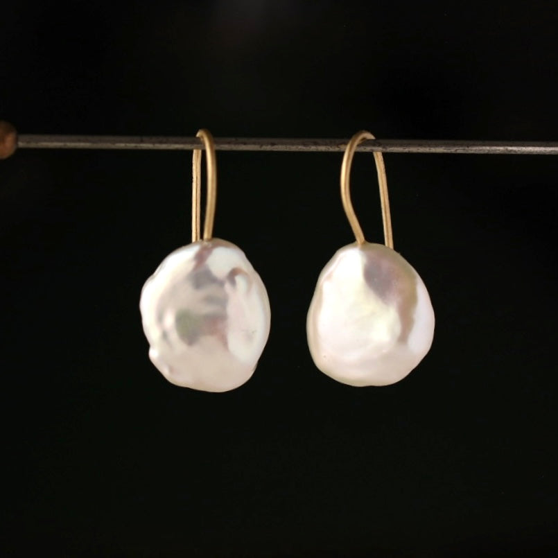 White Keshi Pearl Dangles