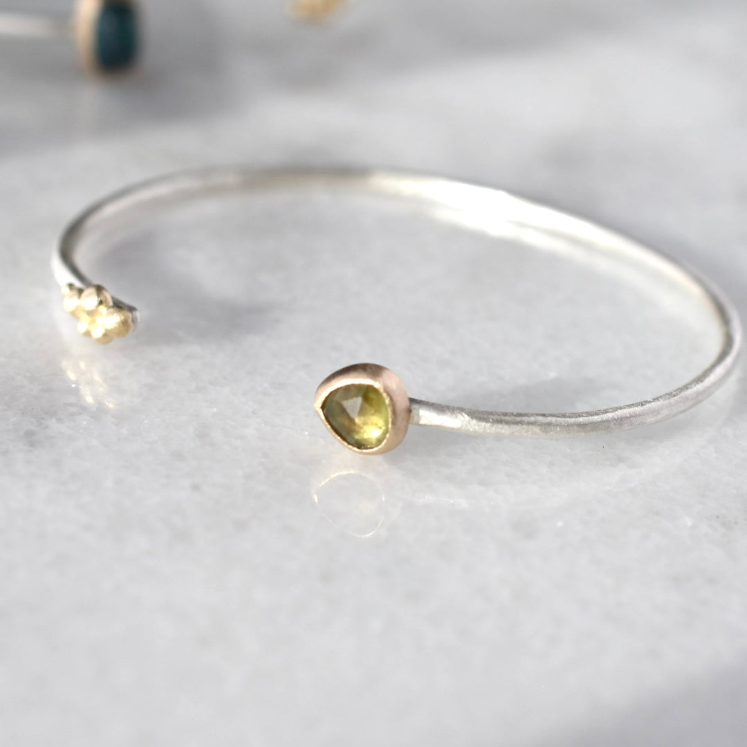 Moss Green Sapphire Salted Cuff Bracelet