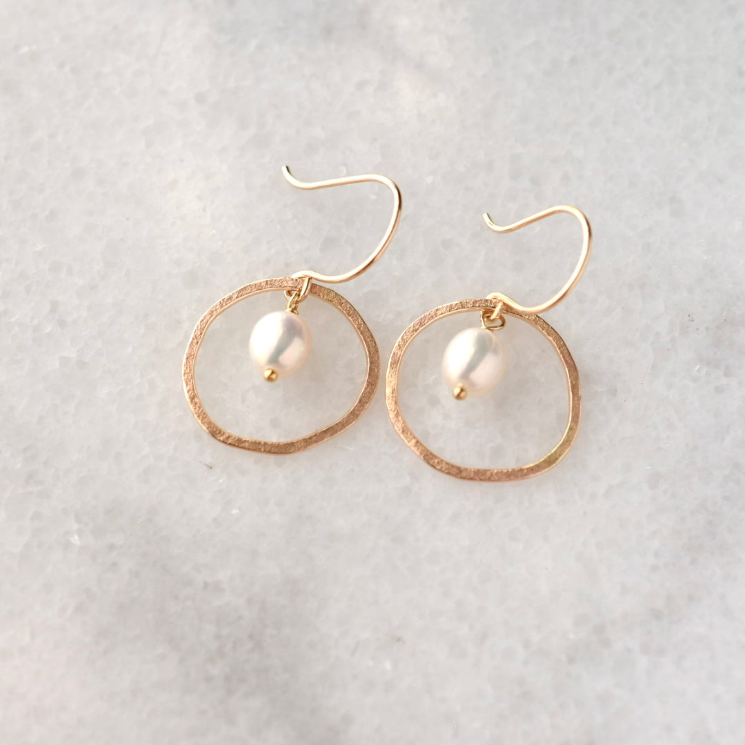 Full Circle Earrings | Gold Filled with Pearl