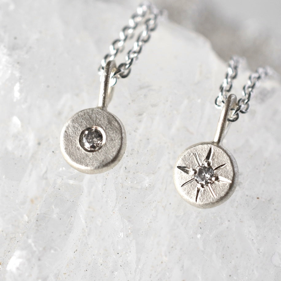 Diamond Pebble Pendant | Silver