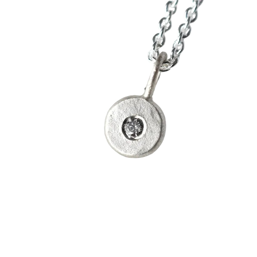 Diamond Pebble Pendant | Silver