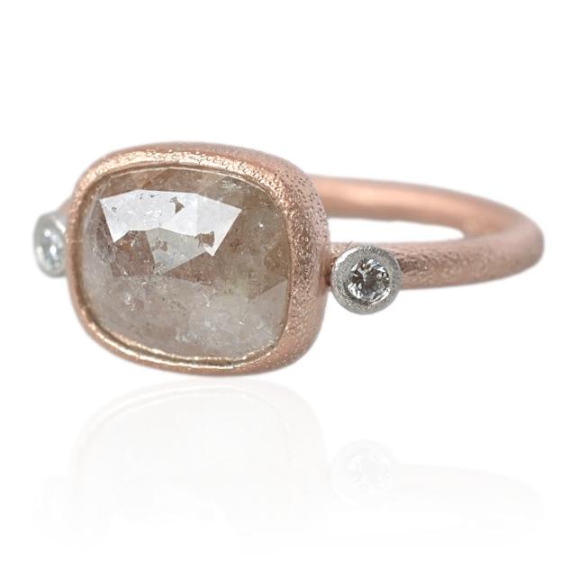 Rustic Diamond Ring  in Rose Gold