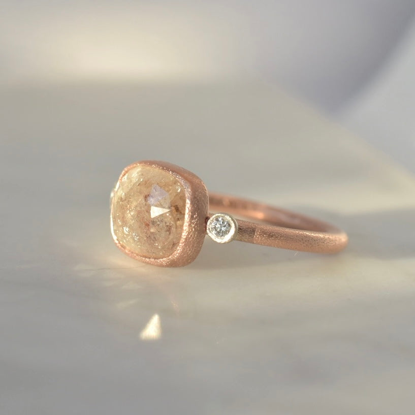 Rustic Diamond Ring  in Rose Gold