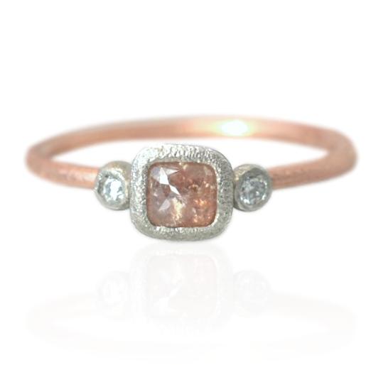 Peach Rose Cut Diamond Ring