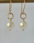 Pearl Earrings with Hammered Circle