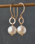 Pearl Earrings with Hammered Circle