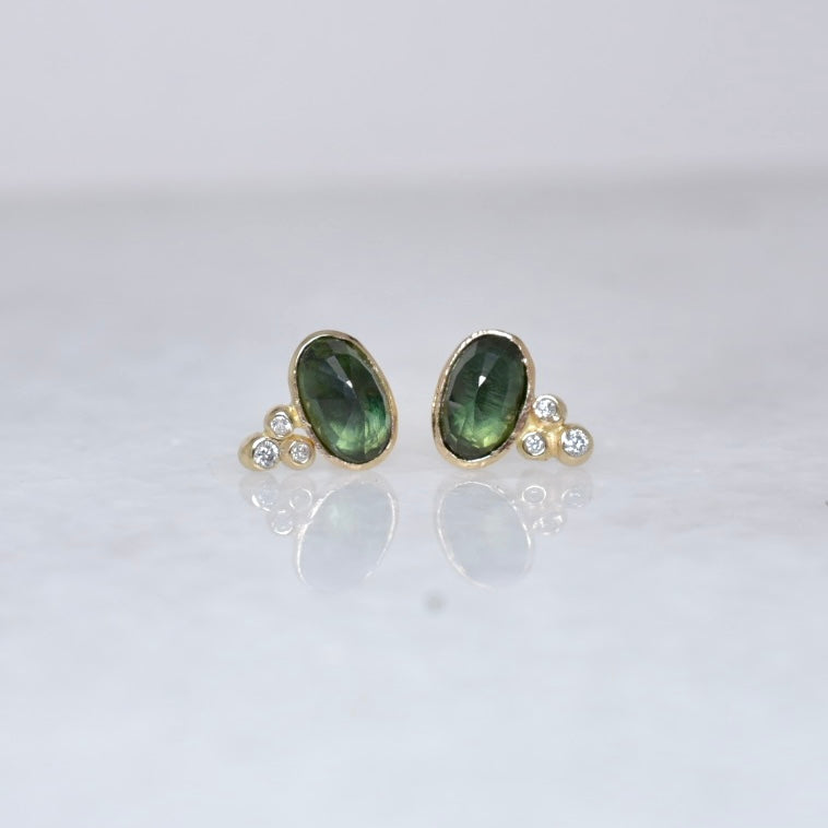 Green Australian Sapphire Studs