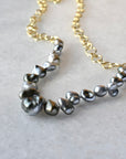 Kamoka Pearl Necklace on 18k gold Handmade Bubble Chain