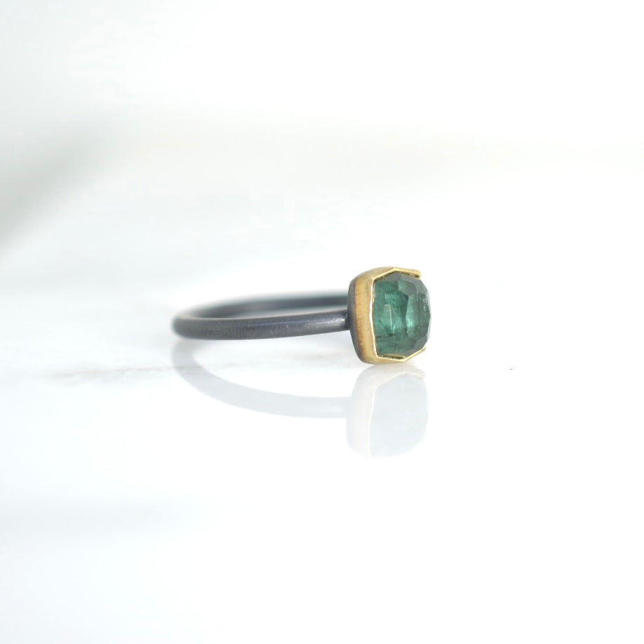 Green Rose Cut Tourmaline Ring