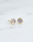 Chalcedony Gold Stud Earrings