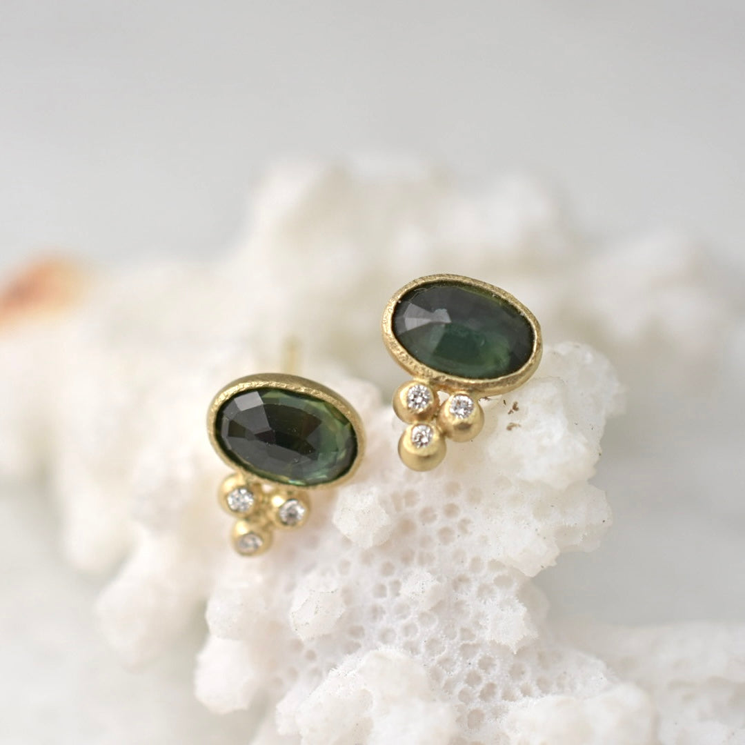 Green Australian Sapphire Studs