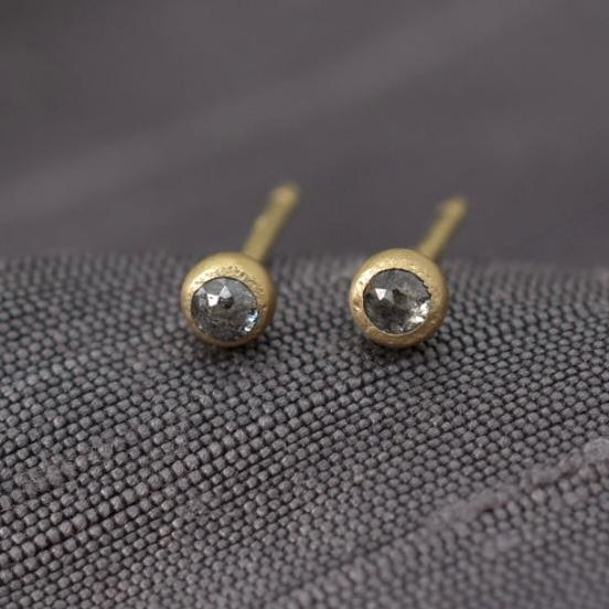 Grey Diamond Bubble Studs