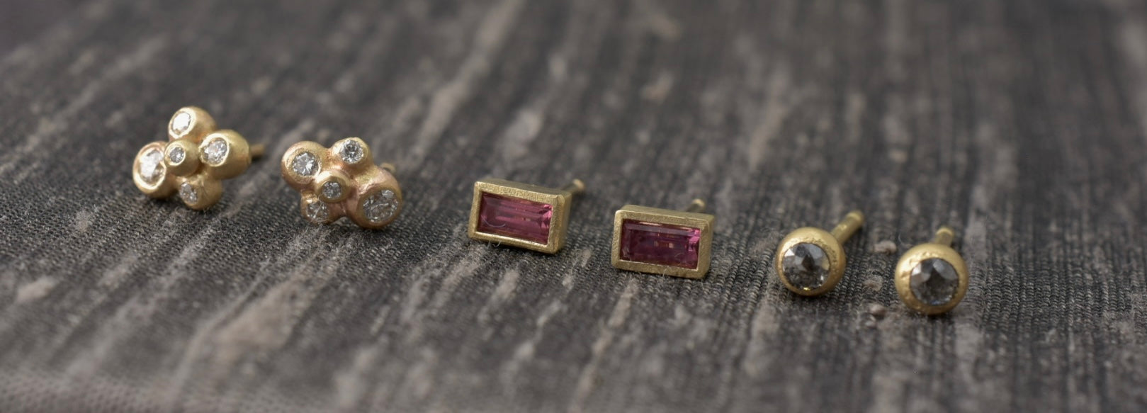 Rose Garnet Stud Earrings