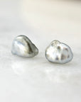 Steel Grey Keshi Tahitian Pearl Studs