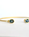 Teal Sapphire Cuff Bracelet in 18k gold