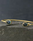 Teal Sapphire Cuff Bracelet in 18k gold