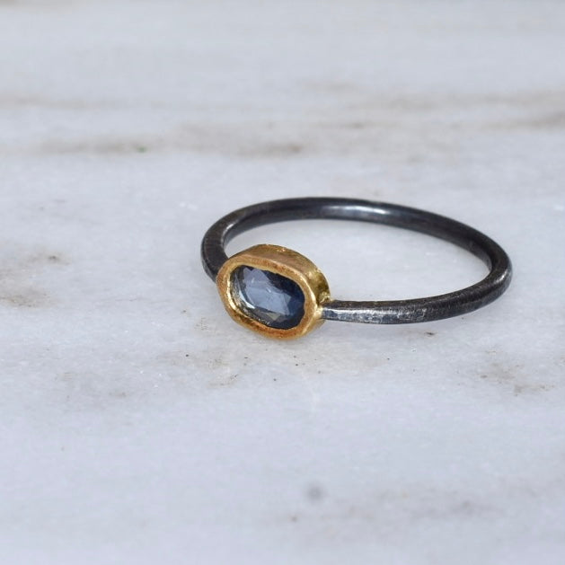 Cobalt Blue Sapphire Stacking Ring