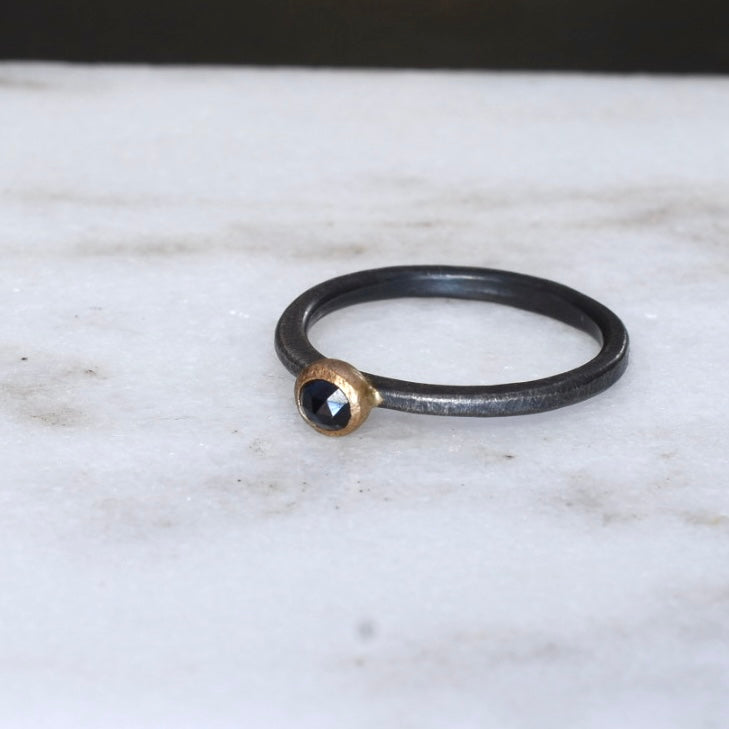 Deep Blue Sapphire Pebble Ring