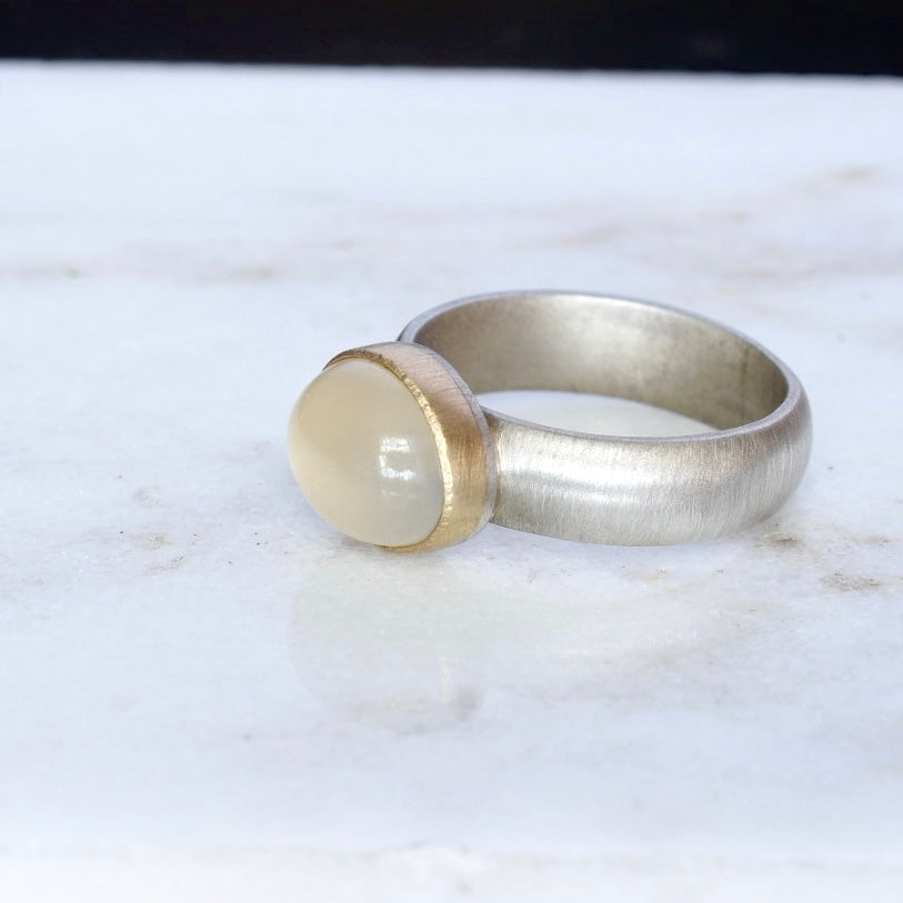 White Moonstone Ring