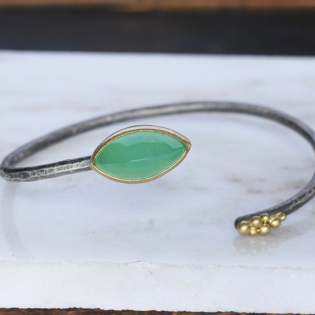 Sea Green Chrysoprase Salted Cuff Bracelet