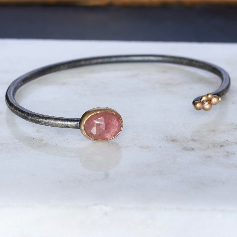 Pink Sapphire Salted Cuff Bracelet