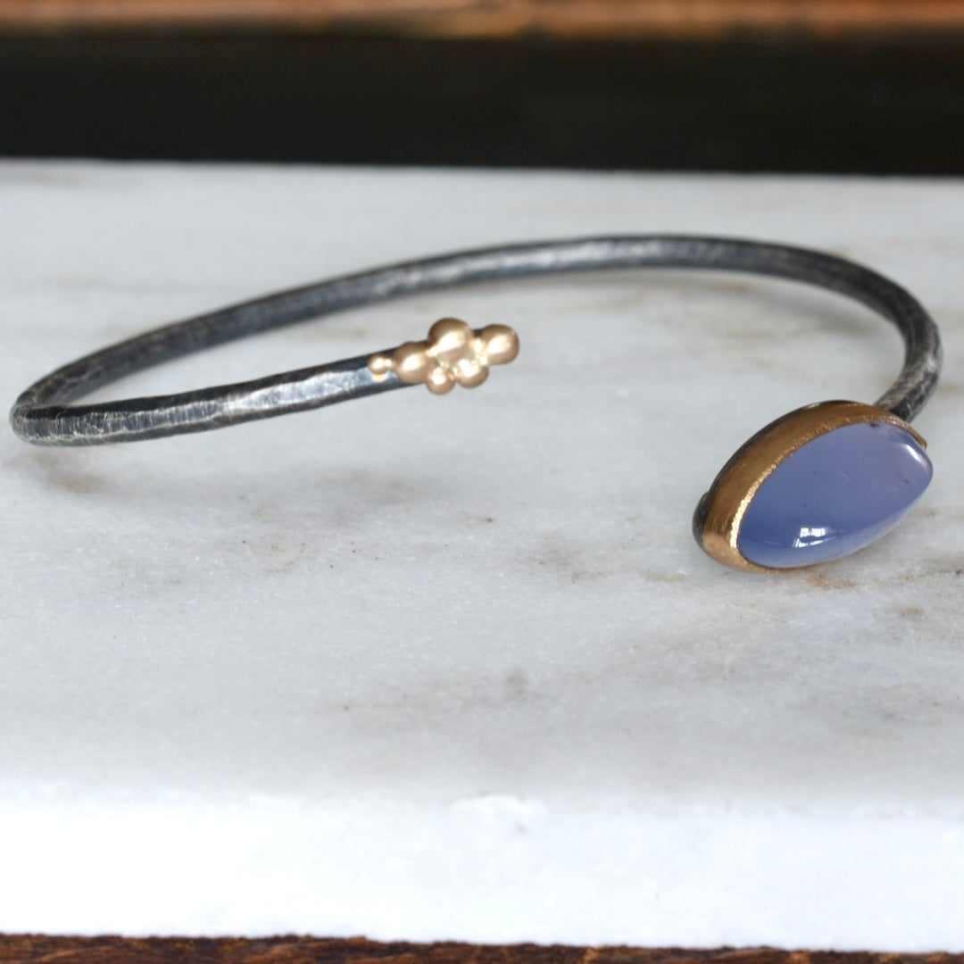 Lavender Chalcedony Salted Cuff Bracelet