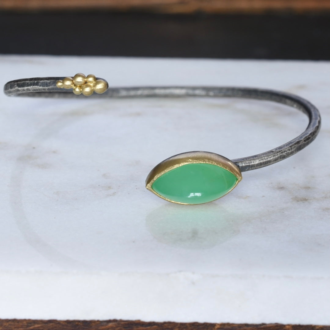 Sea Green Chrysoprase Salted Cuff Bracelet